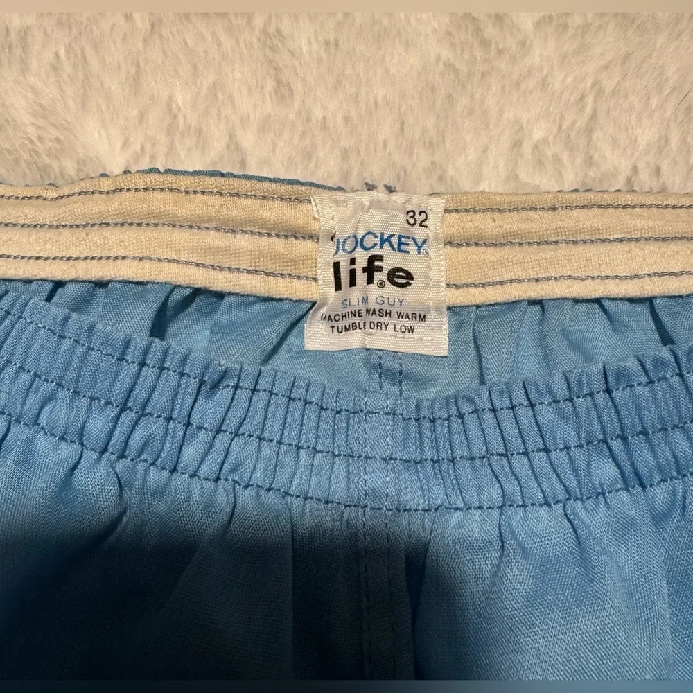 VINTAGE 80s Jockey Light Blue Men's Cotton Boxer Shorts